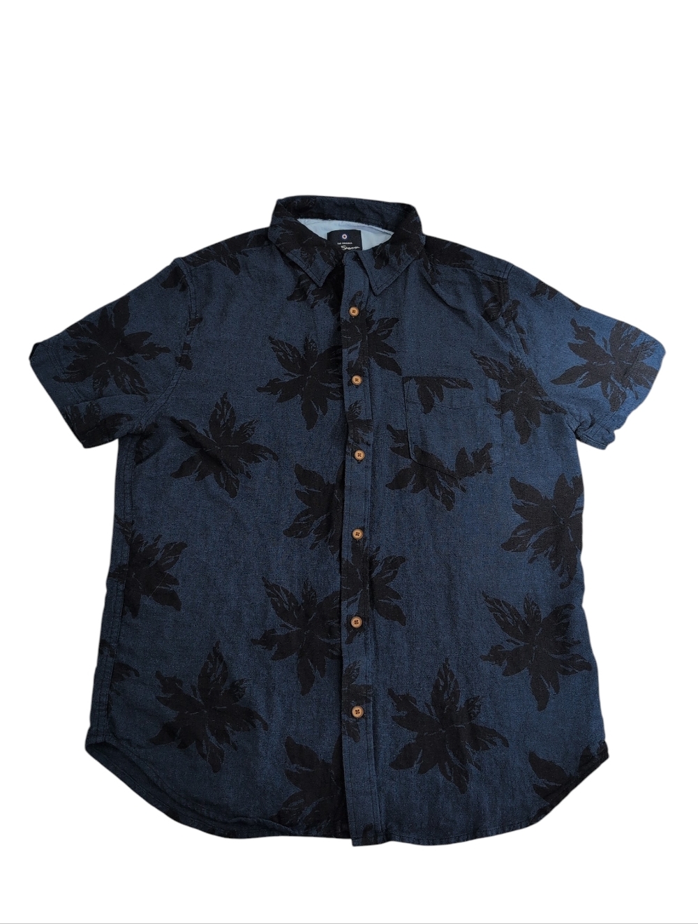 Ben Sheman Button Up Shirt, Hawaiian Floral Linen Blend, Men's Medium